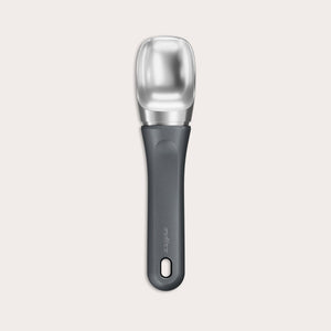 #belugagrey The Zyliss Ice Cream Scoop, featuring a wide deep bowl and eco-friendly handle, is displayed against a plain light background. 